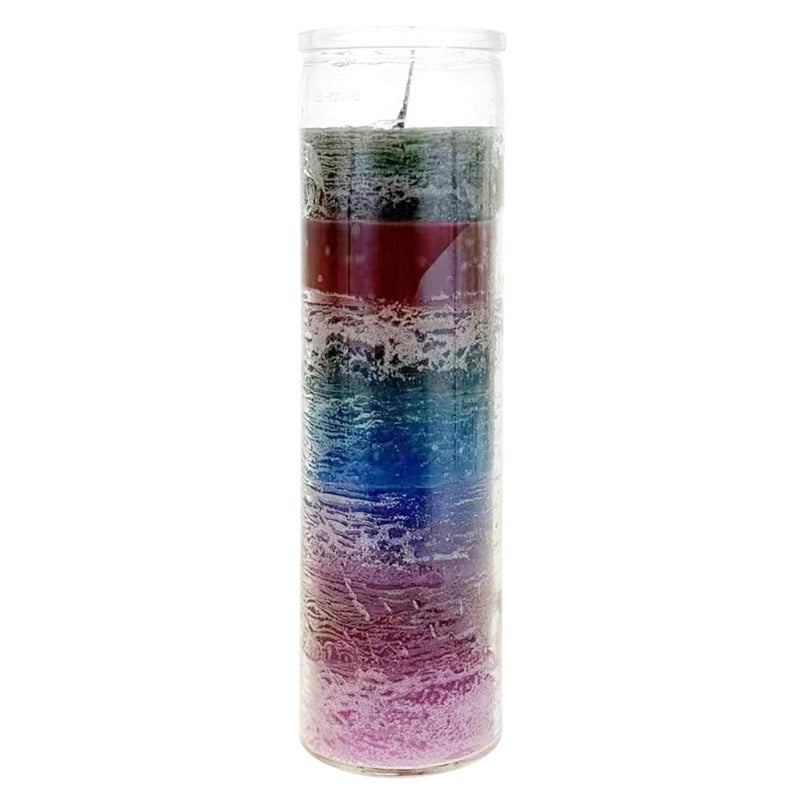 Mega Candles 1 pc Unscented 7 Color Glass Devotional Prayer Candles, Hand Poured Wax Candle 2 Inch x 8 Inch, Sanctuary, Vigils, Prayers, Casting Chimes, Spiritual, Rituals, Spells, Wicca, Deities - Image 1